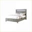 Ensemble de chambre à coucher grand 5PC moderne avec tête de lit à DEL, rangement, Bluetooth et amp; USB - bois gris | Gris | Lits bibliothèque-1911251740-1911251742