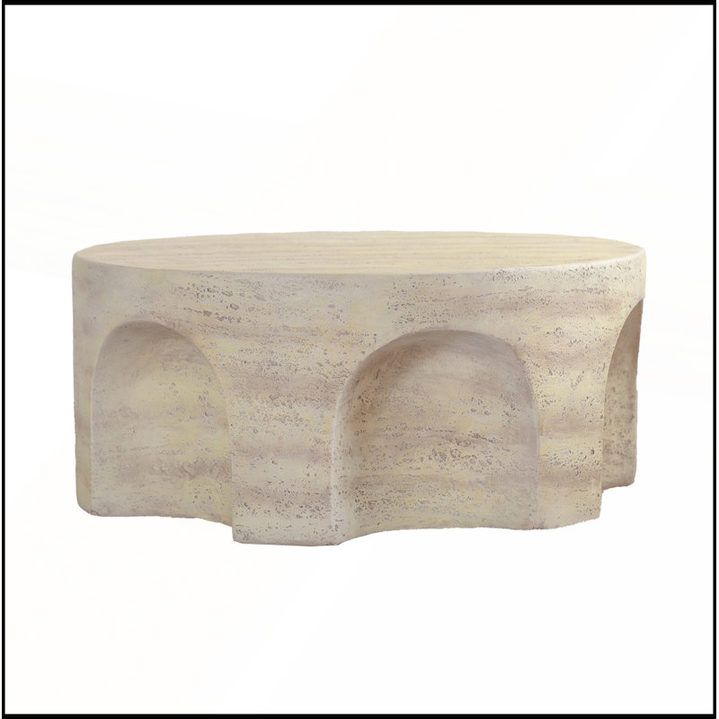 Table basse moderne et minimaliste moderne avec base découpée arquée unique pour le salon et la chambre à coucher