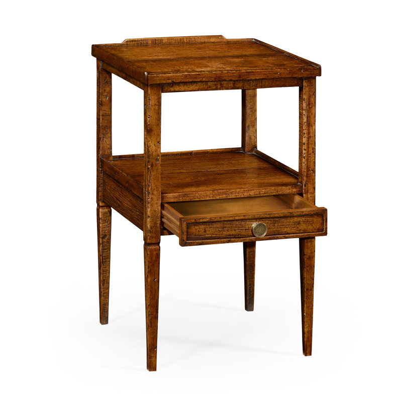 Casually Country Solid Wood End Table, Walnut Country Farmhouse