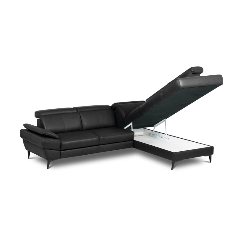 4 Seater Sofa Bed, Right hand Facing, Black