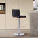 Mcmillon Swivel Adjustable Height Bar Stool with Pedestal Base in Faux Leather, Chrome, Walnut Wood