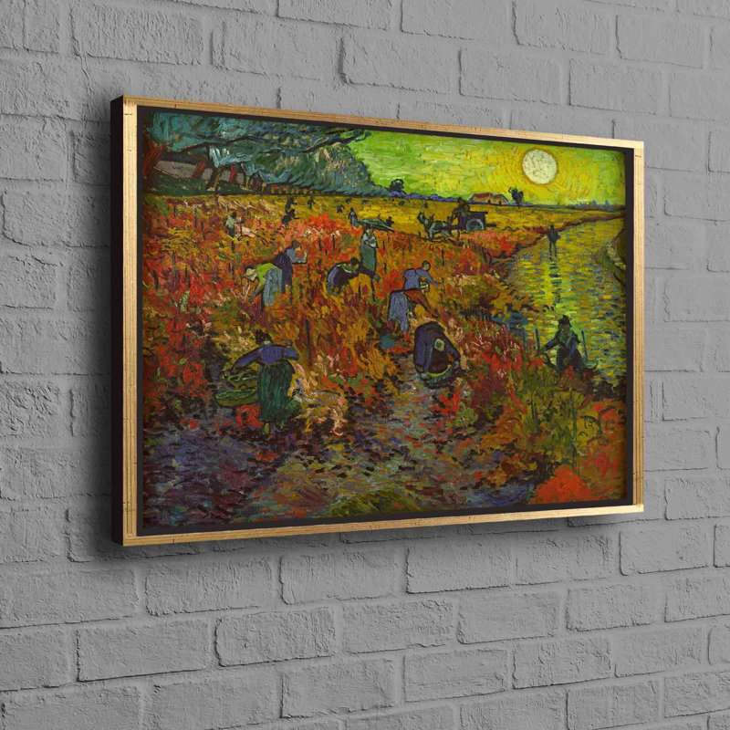 Stunning Reproduction of The Vineyard 1888 Famous Canvas Art in Oil Painting Print Featuring An Enchanting Field Landscape