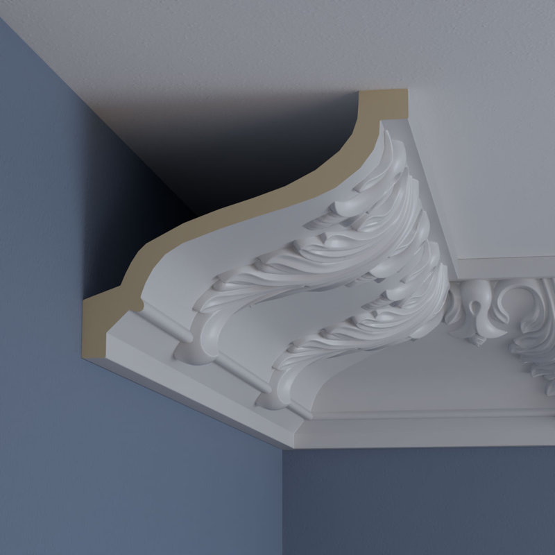 Primed White Polyurethane Alexandria Crown Moulding Sample