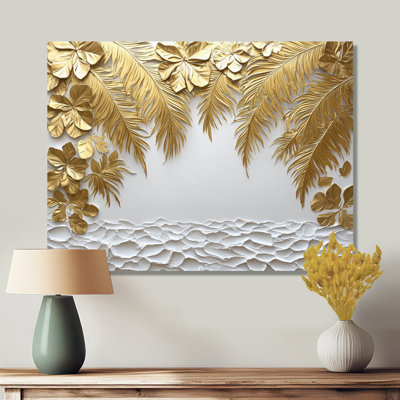 Golden Cream Palms Reunion IV - palmiers, impression sur métal