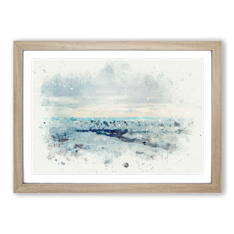 Mountains of Dushanbe in Tajikistan in Abstract - Picture Frame Graphic Art Print, 36cm H x 48cm W x 2cm D, Oak Framed