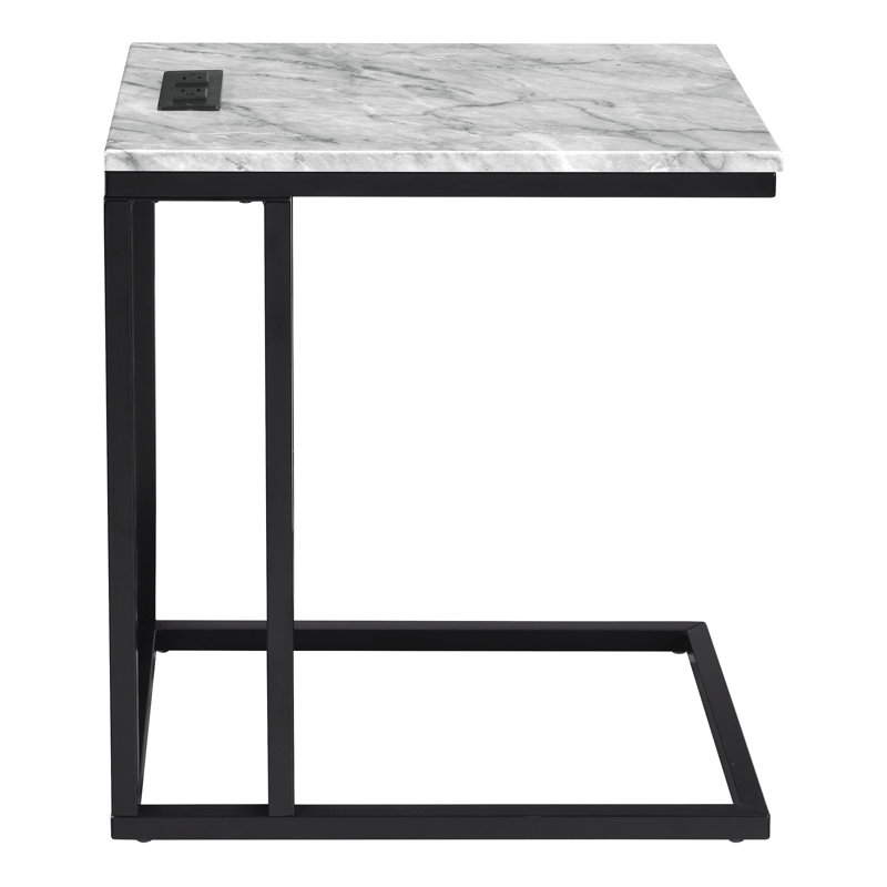 C-table Norwich, Plateau en marbre blanc / base noire