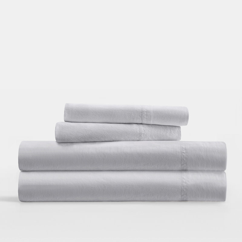 Sheet Set Solid Cotton, Light Gray, King Sheet Set with 3 Additional Pieces
