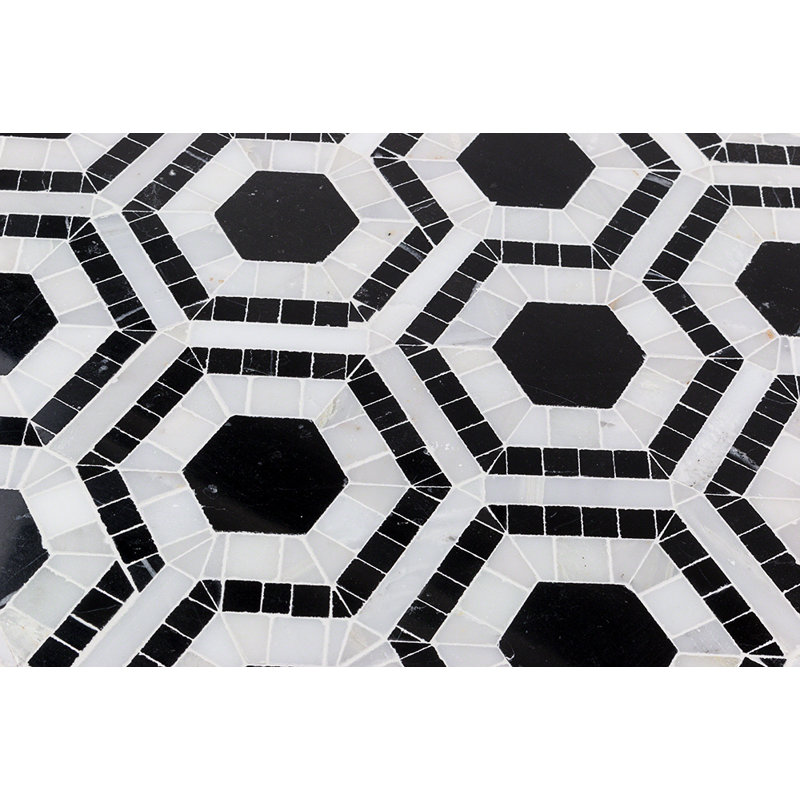 Kosmos Marble Random Mosaic Wall & Floor Tile, Asian Statuary/Black