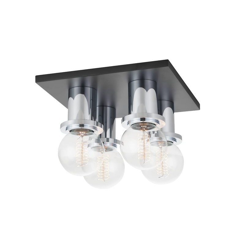 Brandi 4 Light Flush Mount, Polished Chrome/Soft Black
