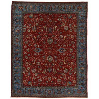 8x10 Rust and Blue Anatolian Traditional Rug