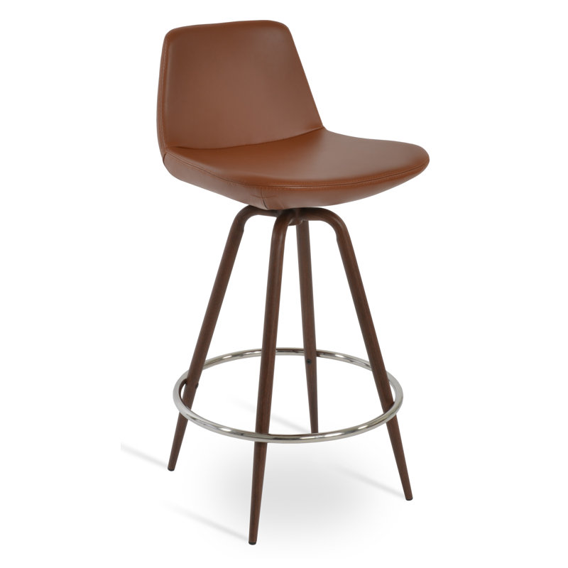 Tabouret pivotant Pera Max, Tabouret de bar (siège d'une hauteur de 29 po), Noyer, Brun PPM