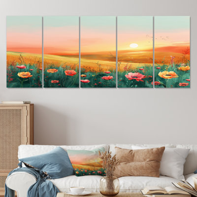 «Flower Meadows At Sunset I», ensemble de reproductions d'art mural