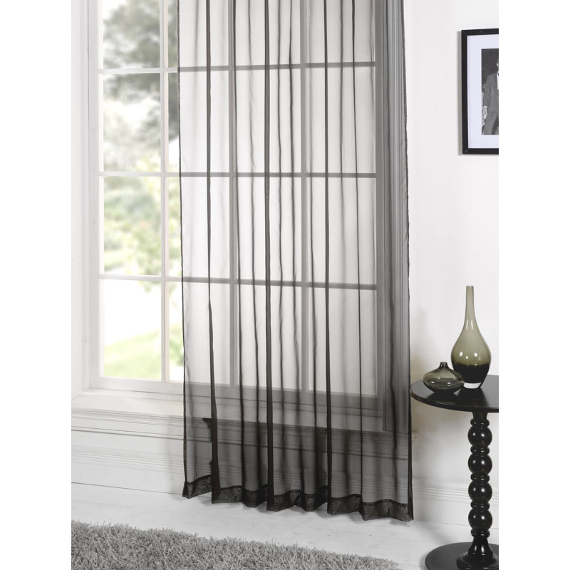 Jaxcyn Sheer Curtain Single Panel, 152.4 W x 228.6 D cm, Black