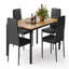 4-Person Solid Wood Dining Table Set with Leather-Trim Chairs and Space-Saving Design-1370844450