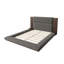 Floor Upholstered Platform Bed With Extended Wood Headboard   Bedside Shelf,No Box Spring Needed,Queen Size,Grey