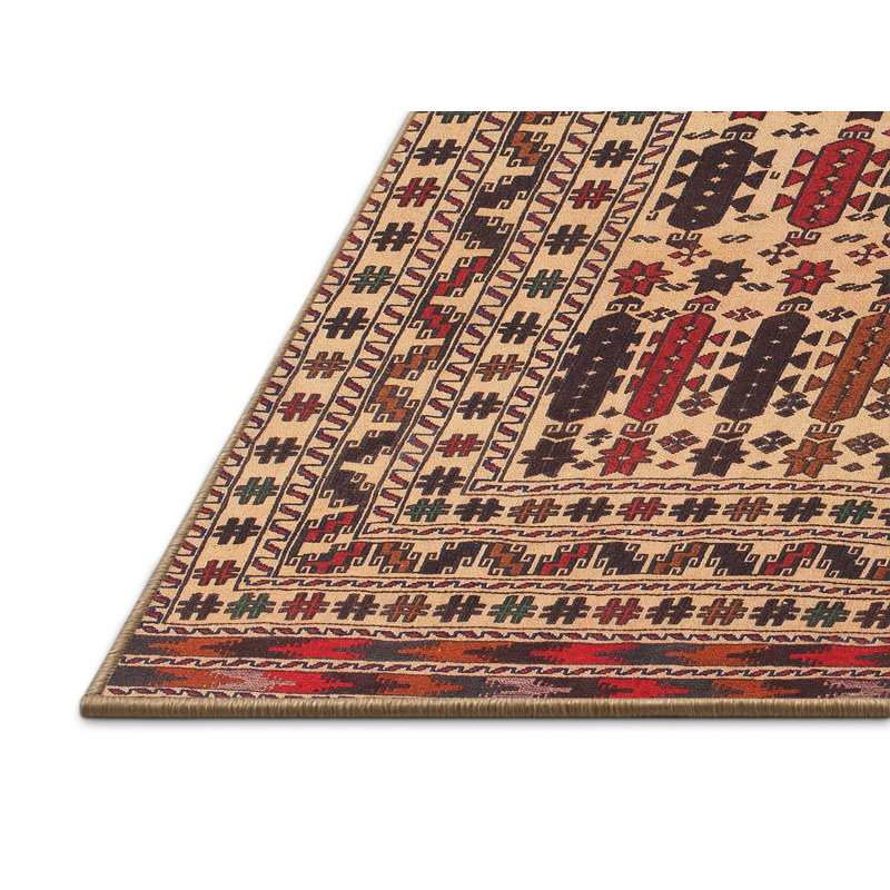Tapis beige Southwestern, Rectangle 2 pi x 4 pi
