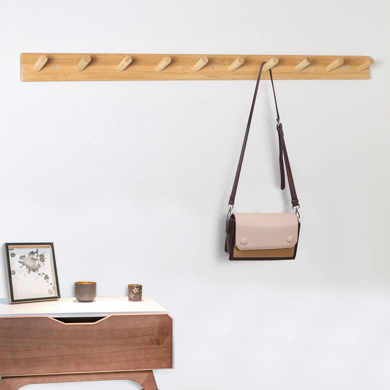 Wooden Coat Rack Wall Mounted, Yellow