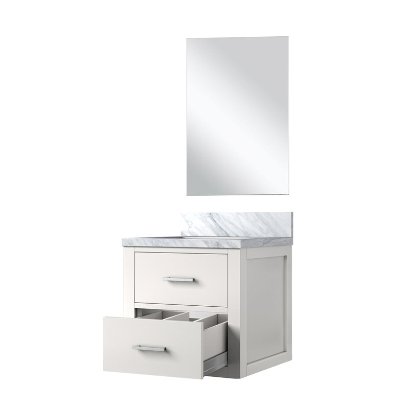 Meuble-lavabo simple l 20 po x P 18 po, comptoir en acrylique et miroir 18 po, Blanc