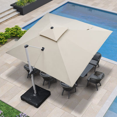 Bohusiavice Rectangular Cantilever Umbrella With Base,Beige