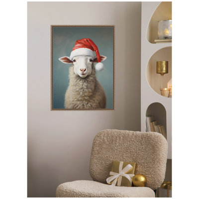 «Sweet Sheep Santa Hat» par The Creative Bunch Studio, reproduction d'art sur toile encadrée