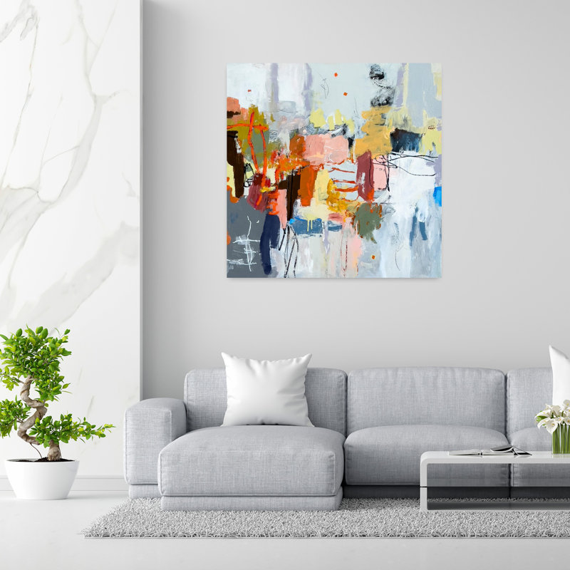 Jackson, art abstrait lavande contemporain, H 48 po x l 48 po