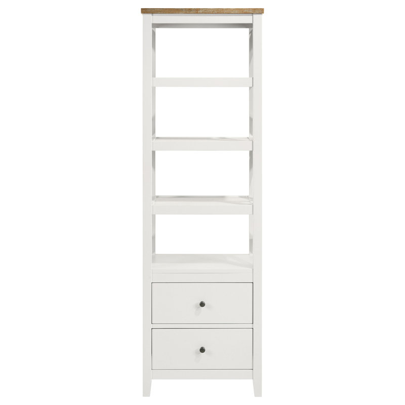 Aashay 4-shelf Wood Media Tower with Drawers Brown and White