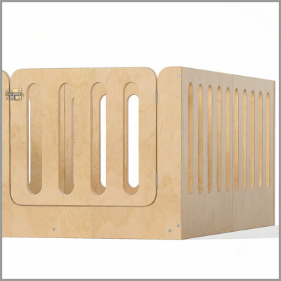 Lit double sur pied avec clôture haute pour enfants, lit Montessori pour enfants en bois massif avec porte, conception à profil bas et sans sommier, blanc (protection brevetée)
