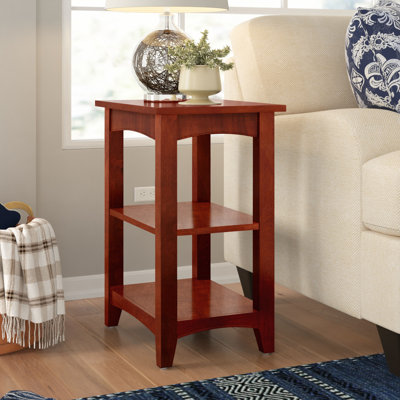 Ratcliff End Table with 2 Shelves, 20 in. W x 15 in. D x 27 in. H, Versatile Coordinating Storage Table for Living Room Decor, Crafted with Stained Wood and Beadboard, Occasional