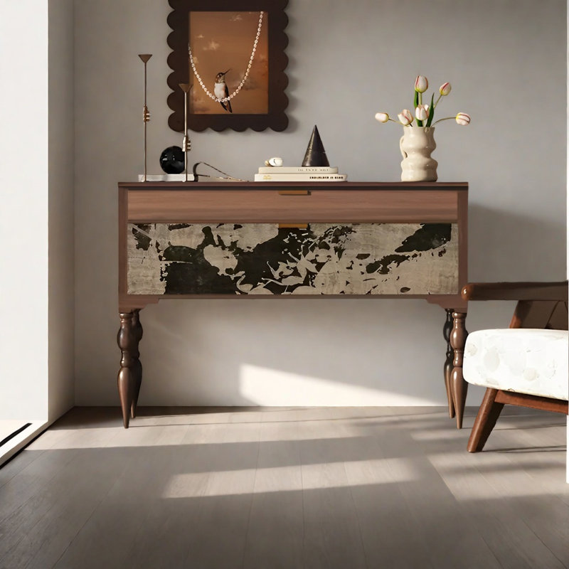 Console rétro avec tiroirs Classical Art, Brun