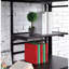Lit avec structure complète en métal de style contemporain attaché sous les tablettes et le poste de travail avec garde-corps-494490193-494490195