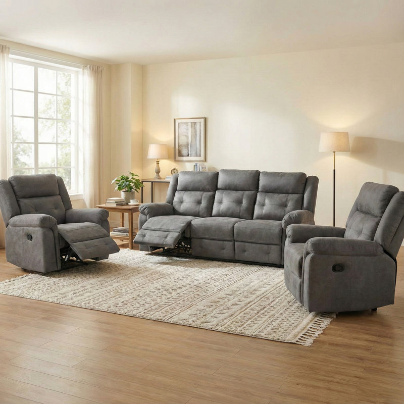 Bonachea 3 - Piece Living Room Set, Dark Grey