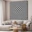 Reproduction d'art mural encadré noir et blanc à carreaux illusion optique déformée (assemblage de cadre requis)-105075984