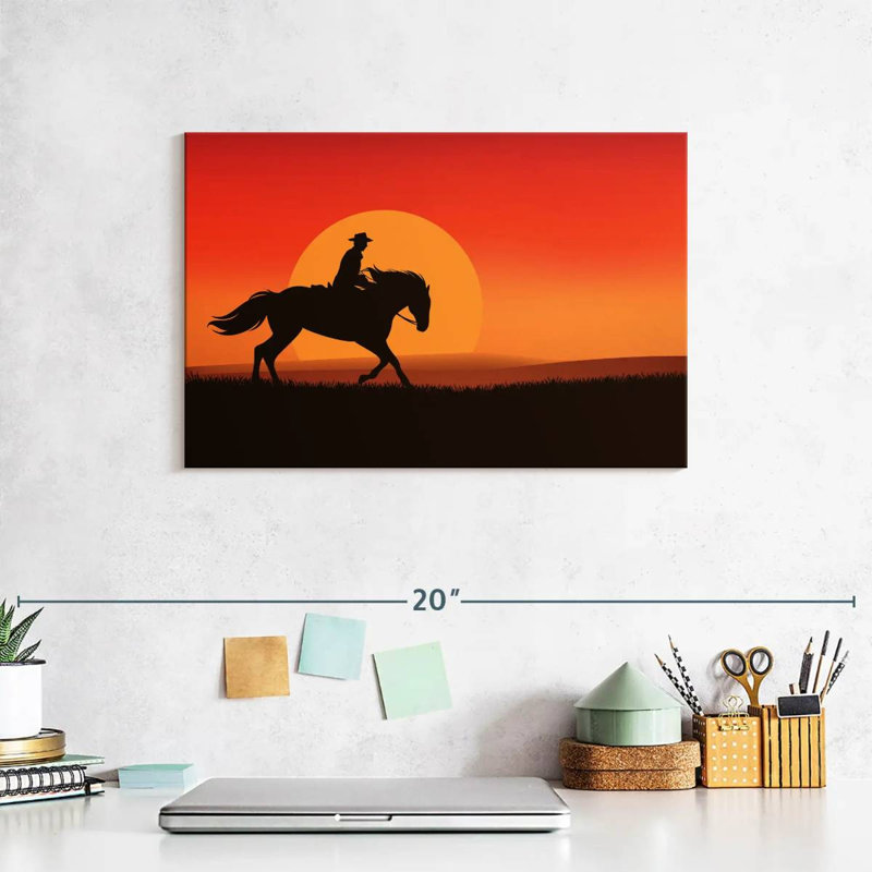 Silhouette de cowboy Lelar Sunset, H 8 po x l 12 po