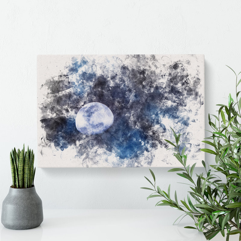 Shadow Moon Watercolour - Wrapped Canvas, 40cm H x 60cm W x 3cm D