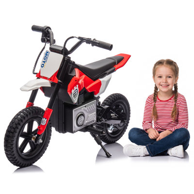 24V Kids Electric Ride-On Dirt Bike with 200W Hub Motor, Adjustable Speed, Rear Suspension, LED Lights and Wireless Music