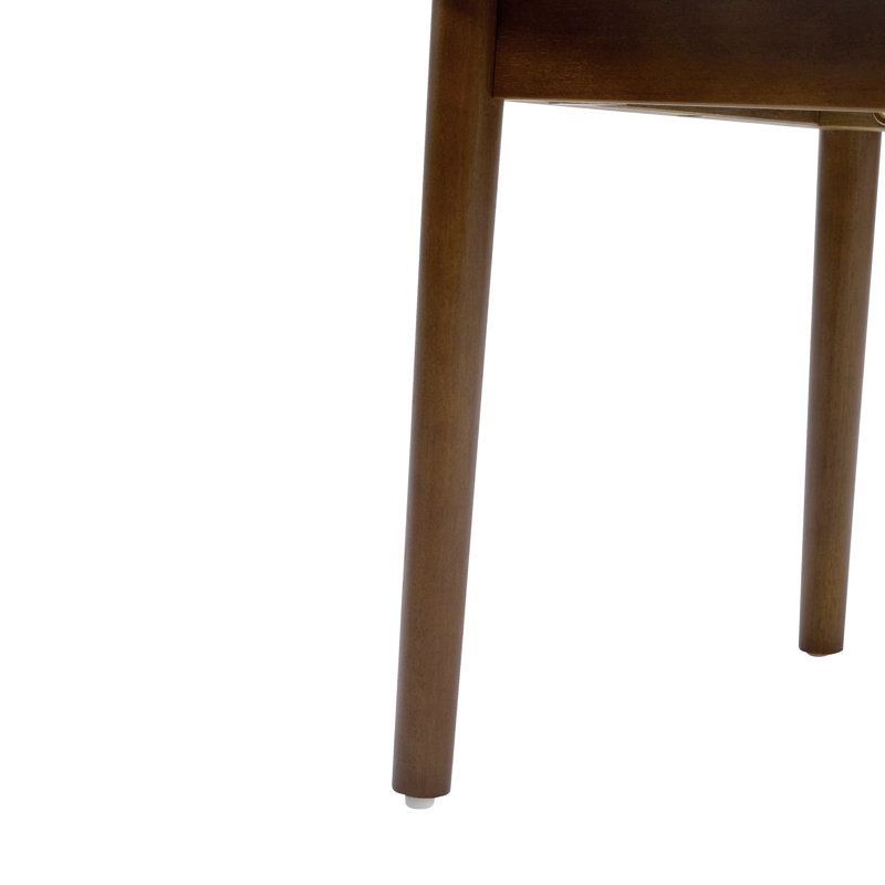 Nero Modern Solid Wood Side Chairs With Curved Backrest And Upholstered Seat, Walnut, Beige