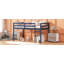 Lit mezzanine simple en bois massif et en bois d'hévéa avec échelle, plateforme de lit-117067488
