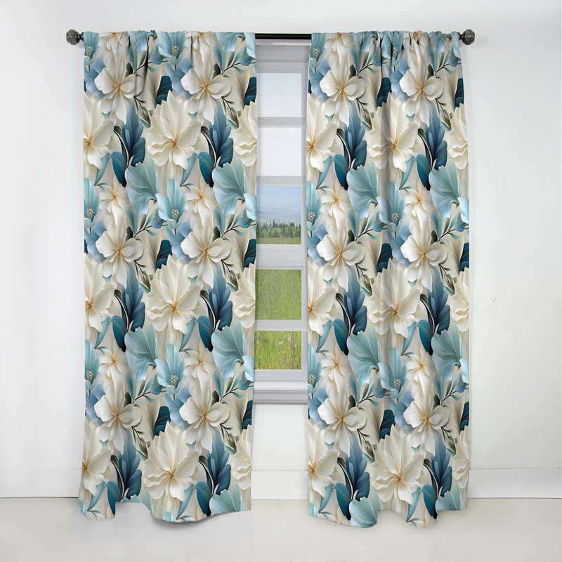 Coastal Symphony - motif tropical - rideau floral - rideau occultant floral - 1 panneau, L 52 po x L 84 po