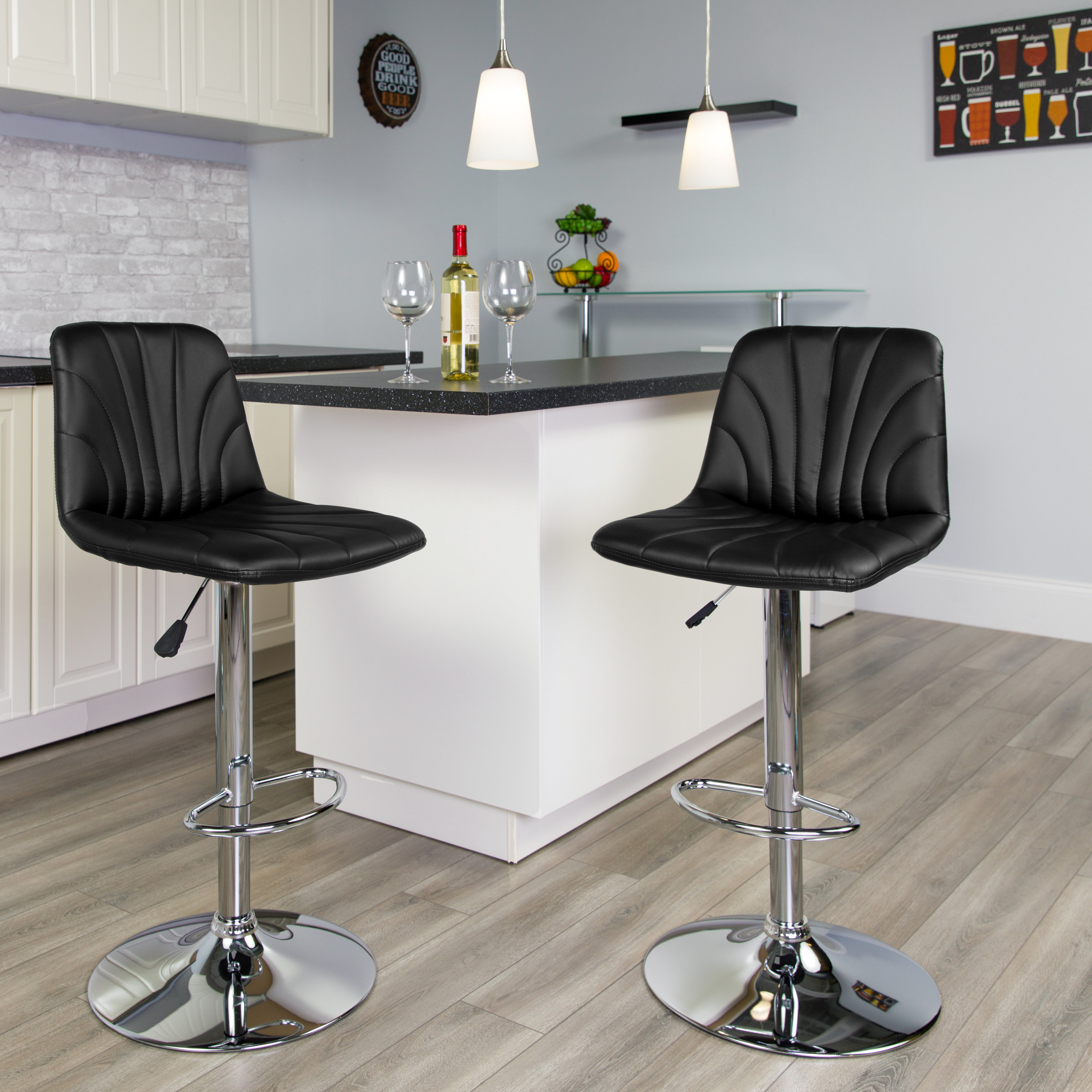 Stout swivel outlet adjustable black barstool