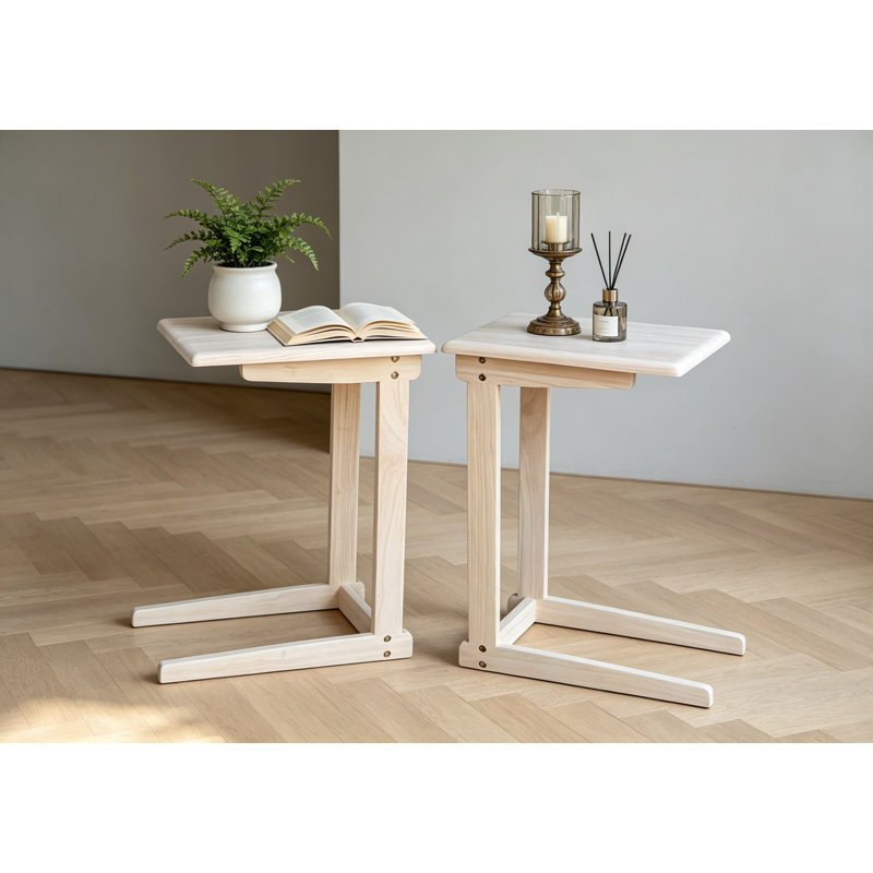 Table de bout en bois massif avec surface de bloc de boucher Parawood, sans finition, prête à assembler, 24,13 po de hauteur