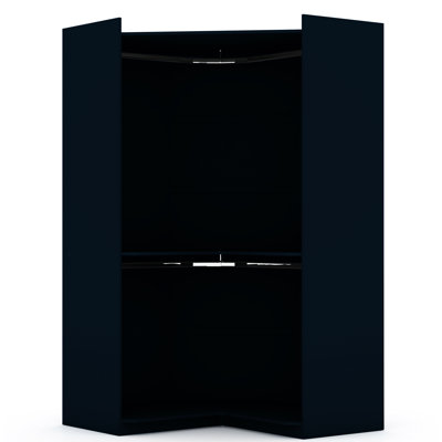 Mulberry 66" Contemporary Modern Open Corner Wardrobe Closet with Hanging Rods in Blue