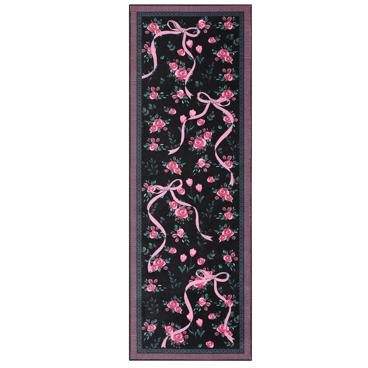 Floral Machine Washable Rug For Playroom,Cute Throw Carpet,Low Pile Throw Carpet Non Slip Non Shedding Floor Cover Stain Resistant Folding Carpet For Home Decor