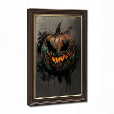 Citrouille orange avec texture bleu sarcelle et toile d'Halloween mystique
