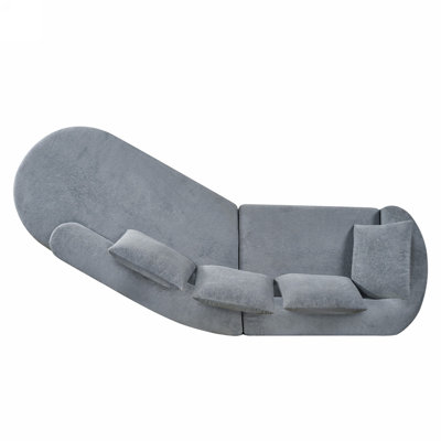 Lunford 116" Modern Curved Compressed Sectional Sofa With Back Pillows by Ebern Designs
