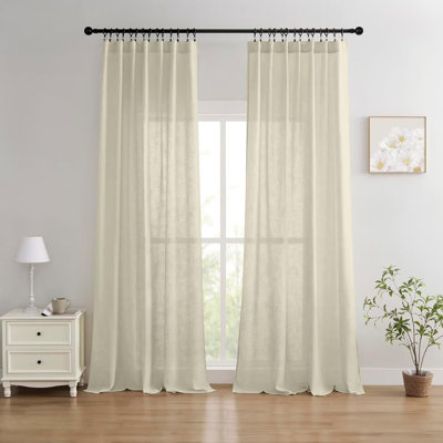 2pk Light Filtering Linen Blend Curtains with Back Tabs/Rod Pocket - 52" x 84" Natural