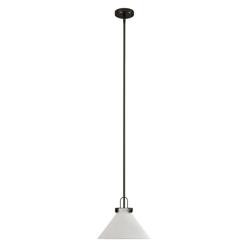 1-light 12'' Dimmable Gray Modern Cone Pendant Light for Kitchen Island.Features Cloud Glass Shade., Space Gray + Cloud Glass