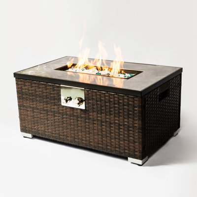 Outdoor Fire Table  Propane  Fire Pit Rattan Gas Fire Table