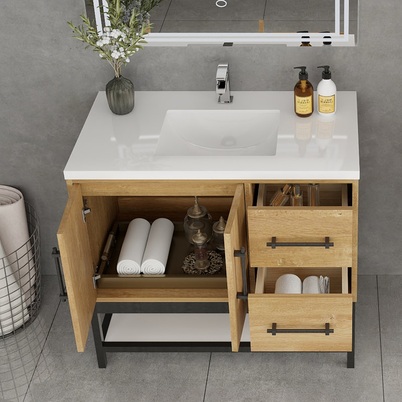Meuble-lavabo simple avec plateau Victoria 23,7, Chêne