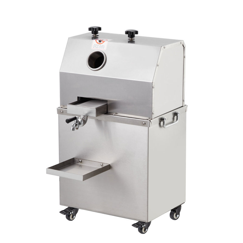 110LBS/H Manual Sugar Cane Juicer, 3 Stainless Steel Rollers, 2.4" Large Feeding Chute, Durable Juice Extractor for Home & Commercial Kitchen, Table Type YF-SY80, No Plug, Manual, Without Wheels