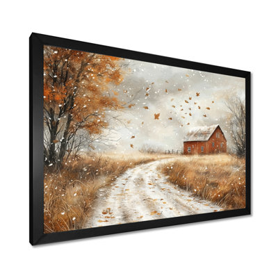 Dreketi Windy Prairie Leaves Path To The Barn III - feuilles, art mural